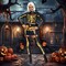 2 Pieces Golden Skeleton Costume for Halloween Graveyard and Theme Party Nights